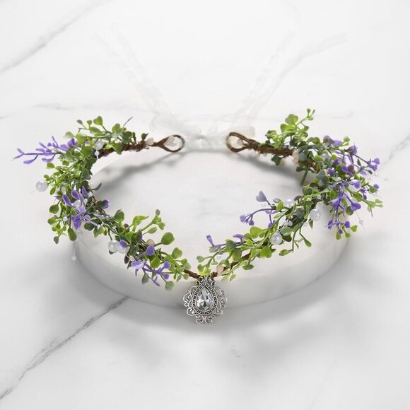 Fairy Flower Leaf Crown Women Girls Cosplay Halloween Wedding Tiara main image 4